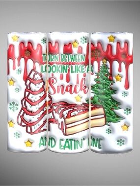 Christmas Snack Cake Holiday 20oz Stainless Steel Tumbler NEW